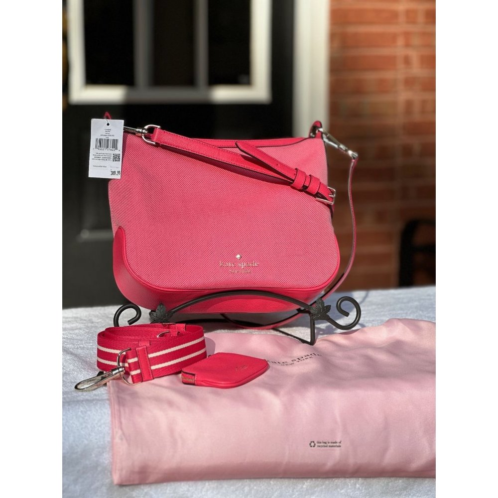 kate spade Rosie Canvas Crossbody Pink Peppercorn Coin Purse Extra Strap Dustbag